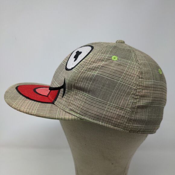 The Muppets Men's Fitted Hat Stretch Kermit the Frog Gray Plaid Poly Blend - Picture 4 of 10